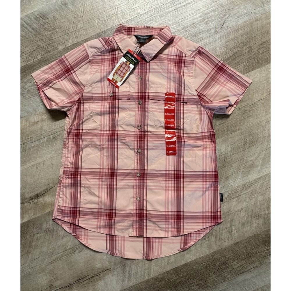 Eddie Bauer Adventure Button Down Shirt Women's XS Pink Plaid